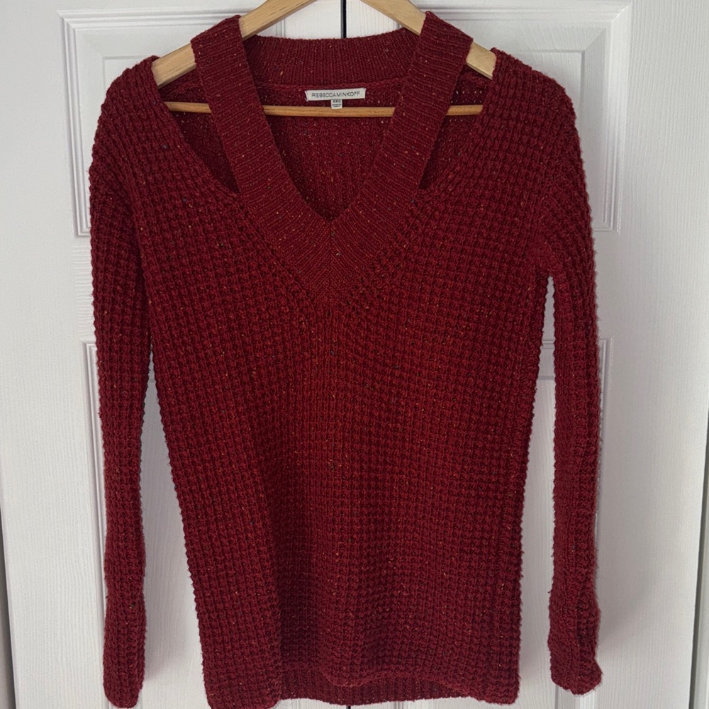 Rebecca Minkoff Deep Red V-Neck Sweater